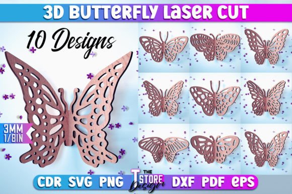 3D Butterfly Laser Cut SVG for Crafts and Graphics