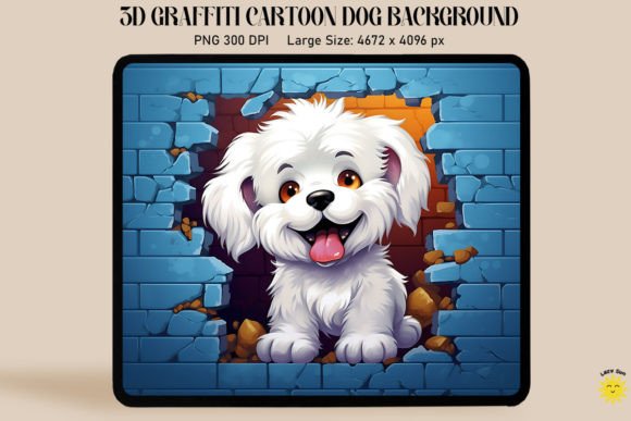 3D Graffiti Happy Bichon Frise Dog: A Bold Graphic for Creative Projects