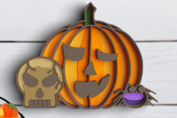 3D Halloween SVG Pumpkin Bundle for Laser Cutting and Autumn Amp Projects