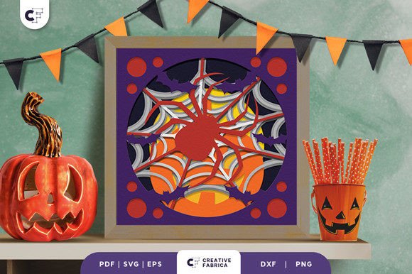 3D Spider Web Shadow Box SVG: A Halloween Design Asset That Delivers