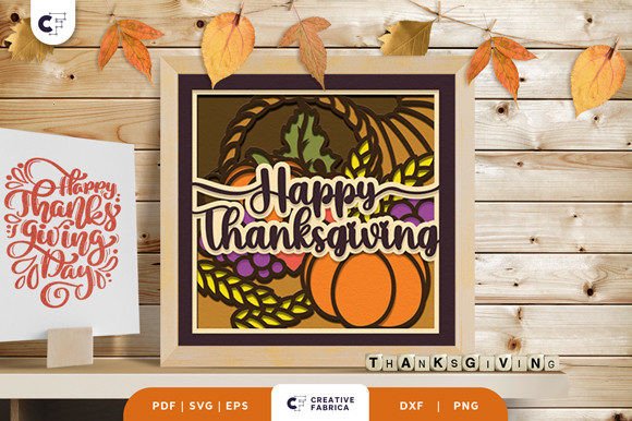 3D SVG Graphic for Thanksgiving: Fall Harvest Cornucopias