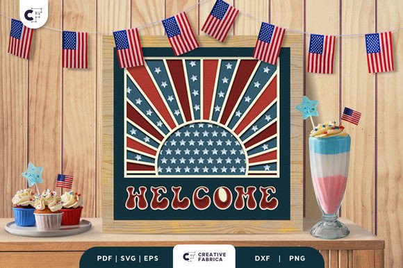 3D SVG Independence Day Welcome Sign for Content Publishing