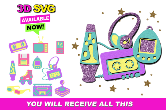 Back to the 90s Elements 3D SVG: A Nostalgic Design Asset for Creative Projects