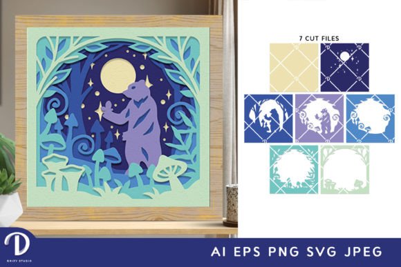 Bear in Fairytale Forest 3D SVG Shadow Box for Branding Magic