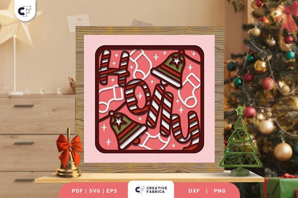 Christmas Holly Sign 3D SVG for Festive Handmade Projects
