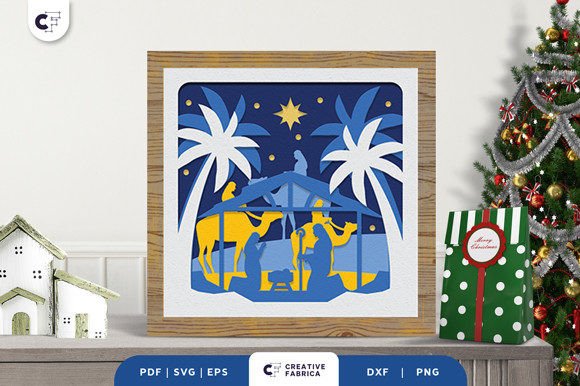 Christmas Nativity 3D Shadow Box: A Heartfelt 3D SVG for Holiday Design
