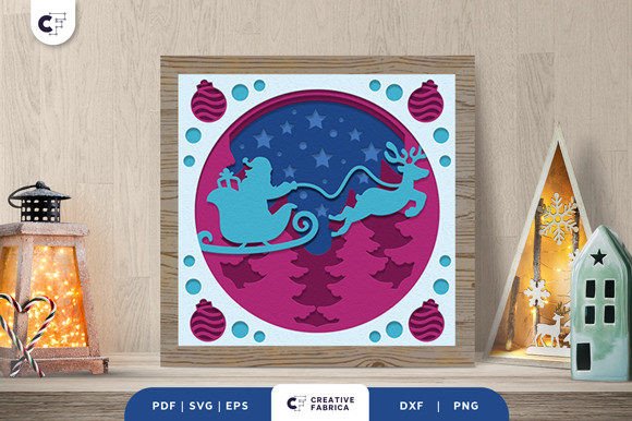 Christmas Reindeer Sleigh 3D SVG for Festive Digital Products