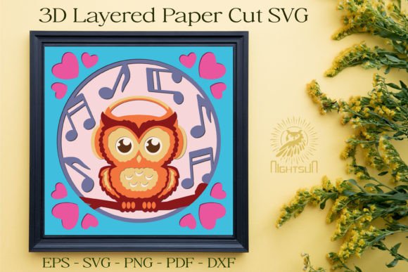 Cute Owl 3D Papercut SVG for Shadow Box Projects