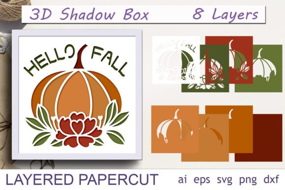 Fall Layered Shadow Box SVG: A 3D Pumpkin for Laser Cutting & Branding