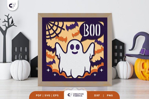 Halloween Boo 3D Shadow Box SVG: A Festive Graphic Design Asset for Small Businesses