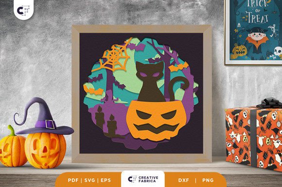 Halloween Pumpkin Cat 3D SVG: Festive Graphic for Seasonal Branding