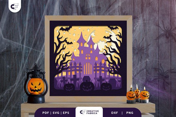 Haunted Castle 3D SVG for Halloween Designs