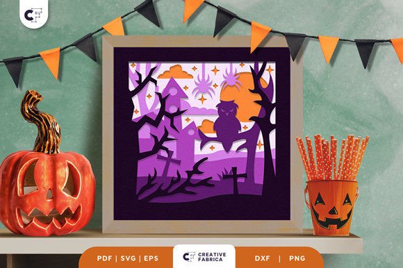 Haunted Night Forest 3D SVG: A Halloween Design Asset for Branding