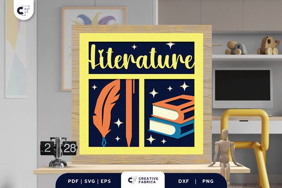 Literature School Subject 3D SVG for Polished Content Design
