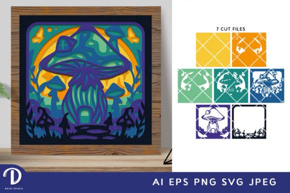 Mushroom House 3D SVG Shadow Box for Content Creators