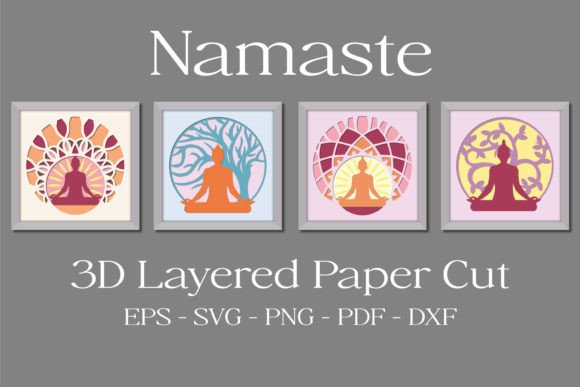 Namaste 3D Layered Paper Cut Bundle: A Stylish Graphic Design Asset for Content Creators