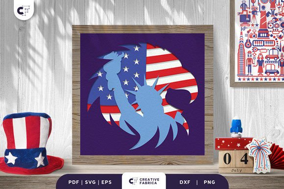 Patriotic American Eagle 3D SVG Shadow Box for Independence Day Projects