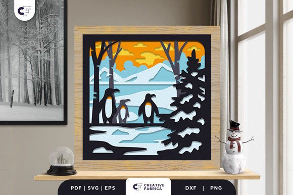 Penguin Winter Forest 3D SVG for Seasonal Crafting