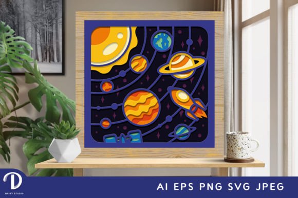 Solar System 3D Shadow Box Paper Cut: A Versatile SVG Design for Creative Branding