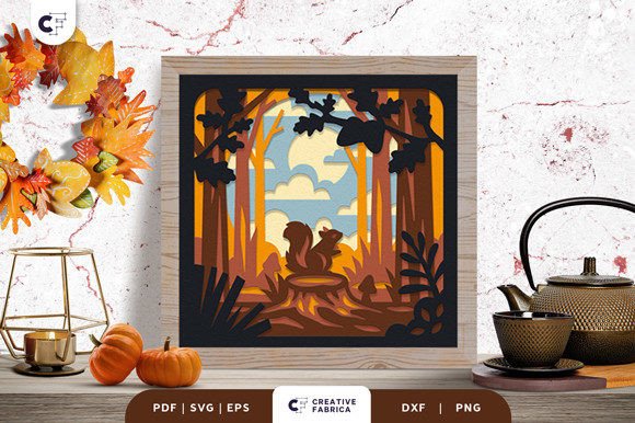 Squirrel in the Autumn Forest 3D SVG: A Fall Graphic Design Asset for Local Businesses