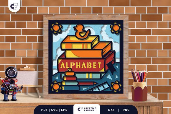 Stack of Alphabet Books 3D Shadow Box: A School-Themed SVG Masterpiece
