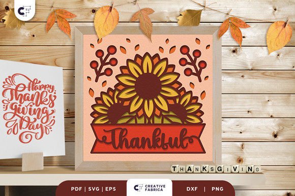 Thanksgiving Sunflower 3D Shadow Box: A Versatile Graphic Design Asset