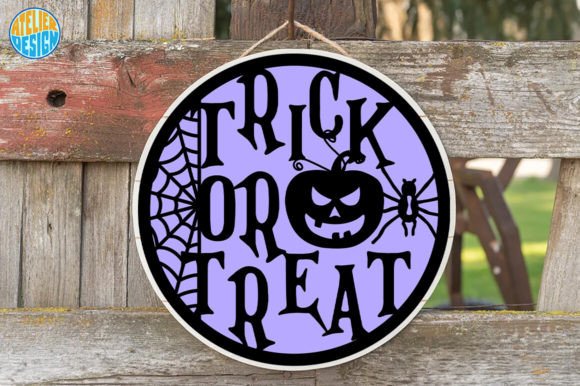 Trick or Treat SVG Round Sign 3D for Laser Cutting in Autumn Amp Projects