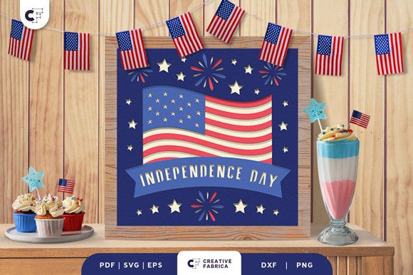 USA Independence Day 3D Shadow Box: A Festive SVG for Crafters